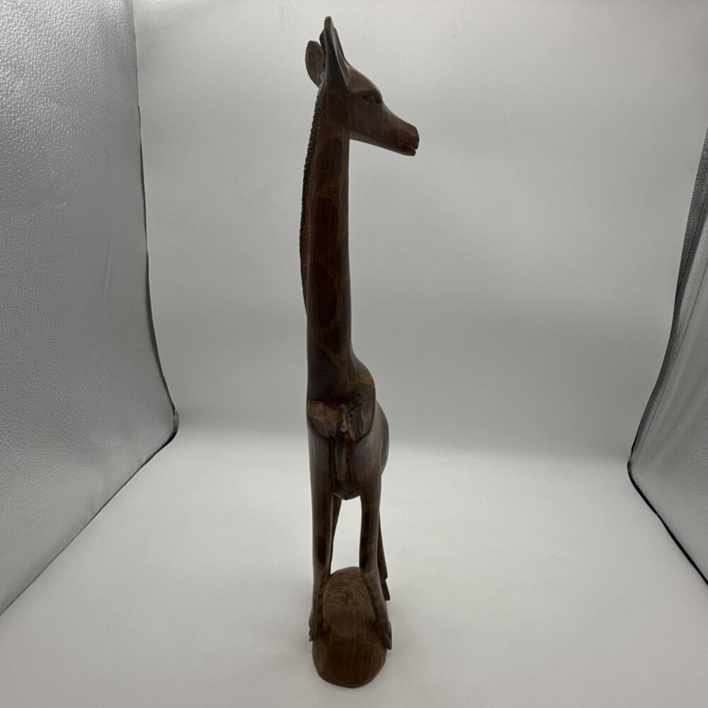 Hand Carved Wooden Giraffe Safari Art Figure 18” Tall Made in Africa? - Picture 4 of 10